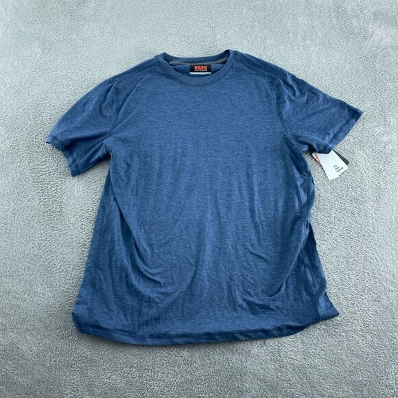 Bass Outdoor Microtech Performance Short Sleeve Tee  Blue L UPF 50+ NWT 4133 - Picture 2 of 9